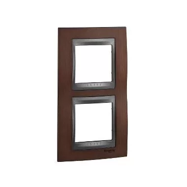 SCHNEIDER MGU66.004V.2M4 UNICA Top kettes függőleges keret, grafit betéttel, dohány fa SCHNEIDER MGU66.004V.2M4 UNICA Top kettes függőleges keret, grafit betéttel, dohány fa