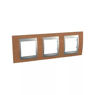 SCHNEIDER MGU66.006.0M2 UNICA Top hármas vízszintes keret, alumínium betéttel, cseresznye fa