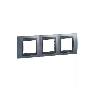 SCHNEIDER MGU66.006.298 UNICA Top hármas vízszintes keret, grafit betéttel, selymes kék