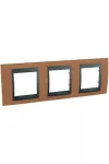 SCHNEIDER MGU66.006.2M2 UNICA Top hármas vízszintes keret, grafit betéttel, cseresznye fa SCHNEIDER MGU66.006.2M2 UNICA Top hármas vízszintes keret, grafit betéttel, cseresznye fa