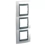   SCHNEIDER MGU66.006V.292 UNICA Top hármas függőleges keret, grafit betéttel, fehér