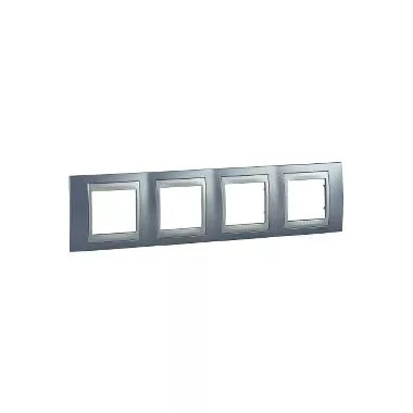 SCHNEIDER MGU66.008.098 UNICA Top négyes vízszintes keret, alumínium betéttel, selymes kék SCHNEIDER MGU66.008.098 UNICA Top négyes vízszintes keret, alumínium betéttel, selymes kék