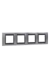 SCHNEIDER MGU66.008.238 UNICA Top négyes vízszintes keret, grafit betéttel, selymes króm SCHNEIDER MGU66.008.238 UNICA Top négyes vízszintes keret, grafit betéttel, selymes króm
