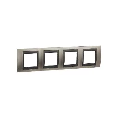 SCHNEIDER MGU66.008.239 UNICA Top négyes vízszintes keret, grafit betéttel, selymes nikkel SCHNEIDER MGU66.008.239 UNICA Top négyes vízszintes keret, grafit betéttel, selymes nikkel