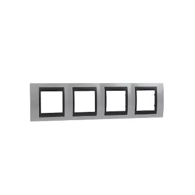 SCHNEIDER MGU66.008.292 UNICA Top négyes vízszintes keret, grafit betéttel, fehér SCHNEIDER MGU66.008.292 UNICA Top négyes vízszintes keret, grafit betéttel, fehér