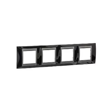 SCHNEIDER MGU66.008.293 UNICA Top négyes vízszintes keret, grafit betéttel, éjfekete SCHNEIDER MGU66.008.293 UNICA Top négyes vízszintes keret, grafit betéttel, éjfekete