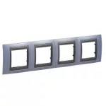   SCHNEIDER MGU66.008.298 UNICA Top négyes vízszintes keret, grafit betéttel, selymes kék