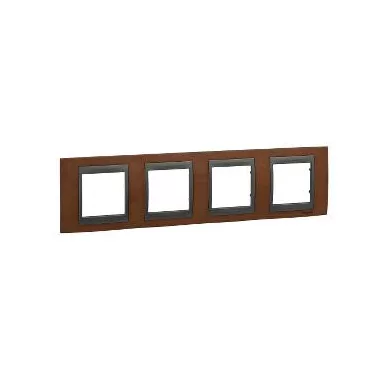 SCHNEIDER MGU66.008.2M2 UNICA Top négyes vízszintes keret, grafit betéttel, cseresznye fa SCHNEIDER MGU66.008.2M2 UNICA Top négyes vízszintes keret, grafit betéttel, cseresznye fa
