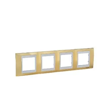 SCHNEIDER MGU66.008.504 UNICA Plus négyes vízszintes keret, krém betéttel, arany (fém) SCHNEIDER MGU66.008.504 UNICA Plus négyes vízszintes keret, krém betéttel, arany (fém)
