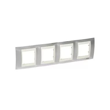 SCHNEIDER MGU66.008.510 UNICA Plus négyes vízszintes keret, krém betéttel, fényes króm (fém) SCHNEIDER MGU66.008.510 UNICA Plus négyes vízszintes keret, krém betéttel, fényes króm (fém)