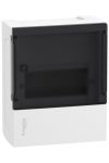 SCHNEIDER MIP12106S RESI9 MP Kiselosztó, füstszínű átlátszó ajtó, falon kívüli, 1x6 modul, PEN sín, fehér