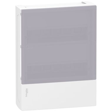 SCHNEIDER MIP12212T RESI9 MP Distributor, transparent door with milk glass effect, external, 2x12 module, PEN rail, white