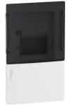 SCHNEIDER MIP22104S RESI9 MP Kiselosztó, füstös hatású átlátszó ajtó, süllyesztett, 1x4 modul, PEN sín, komplett, fehér