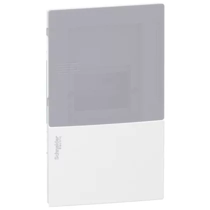   SCHNEIDER MIP22104T RESI9 MP Kiselosztó, tejüveg hatású átlátszó ajtó, süllyesztett, 1x4 modul, PEN sín, komplett, fehér