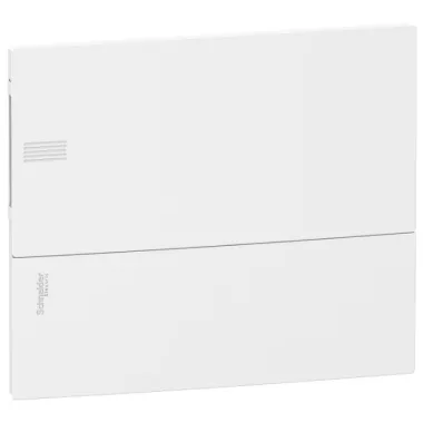 SCHNEIDER MIP22112 RESI9 MP Kiselosztó, teli ajtó, süllyesztett, 1x12 modul, PEN sín, komplett, fehér