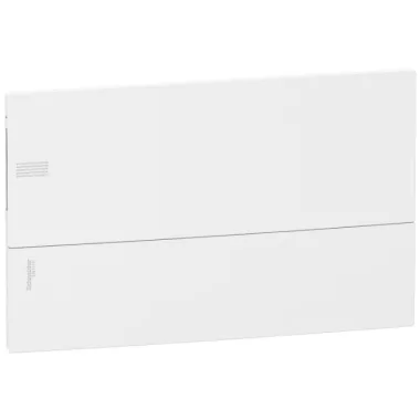 SCHNEIDER MIP22118 RESI9 MP Kiselosztó, teli ajtó, süllyesztett, 1x18 modul, PEN sín, komplett, fehér