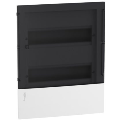   SCHNEIDER MIP22212S RESI9 MP Distributor, smoky transparent door, recessed, 2x12 module, PEN rail, complete, white