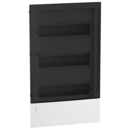   SCHNEIDER MIP22312S RESI9 MP Distributor, smoky transparent door, recessed, 3x12 module, PEN rail, complete, white