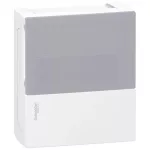   SCHNEIDER MIP40108T RESI9 MP Kiselosztó homloklap, tejüveg hatású átlátszó ajtó, süllyesztett, 1x8 modul, PEN sín, krém