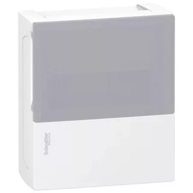 SCHNEIDER MIP40108T RESI9 MP Kiselosztó homloklap, tejüveg hatású átlátszó ajtó, süllyesztett, 1x8 modul, PEN sín, krém