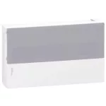   SCHNEIDER MIP40118T RESI9 MP Kiselosztó homloklap, tejüveg hatású átlátszó ajtó, süllyesztett, 1x18 modul, PEN sín, krém