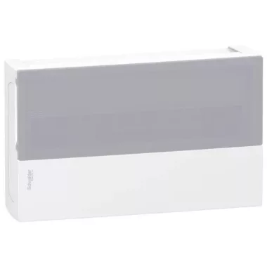 SCHNEIDER MIP40118T RESI9 MP Kiselosztó homloklap, tejüveg hatású átlátszó ajtó, süllyesztett, 1x18 modul, PEN sín, krém