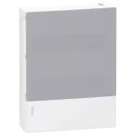   SCHNEIDER MIP40212T RESI9 MP Kiselosztó homloklap, tejüveg hatású átlátszó ajtó, süllyesztett, 2x12 modul, PEN sín, krém