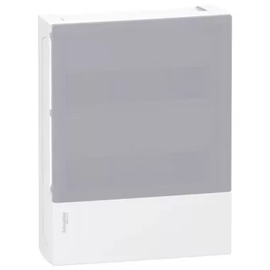 SCHNEIDER MIP40212T RESI9 MP Kiselosztó homloklap, tejüveg hatású átlátszó ajtó, süllyesztett, 2x12 modul, PEN sín, krém