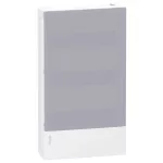   SCHNEIDER MIP40312T RESI9 MP Kiselosztó homloklap, tejüveg hatású átlátszó ajtó, süllyesztett, 3x12 modul, PEN sín, krém