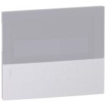   SCHNEIDER MIP70104T RESI9 MP Kiselosztó homloklap, tejüveg hatású átlátszó ajtó, süllyesztett, 1x4 modul, PEN sín, ködszürke