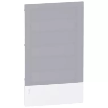 SCHNEIDER MIP70312T RESI9 MP Kiselosztó homloklap, tejüveg hatású átlátszó ajtó, süllyesztett, 3x12 modul, PEN sín, ködszürke