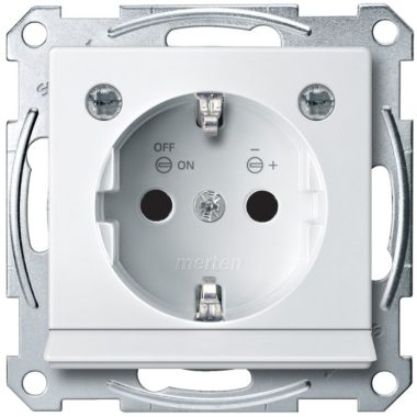 SCHNEIDER MTN2304-0319 MERTEN 2P+F dugalj csatlakozóaljzat gyermekvédelemmel, LED világítással, rugós bekötés, 16A, System-M, polárfehér