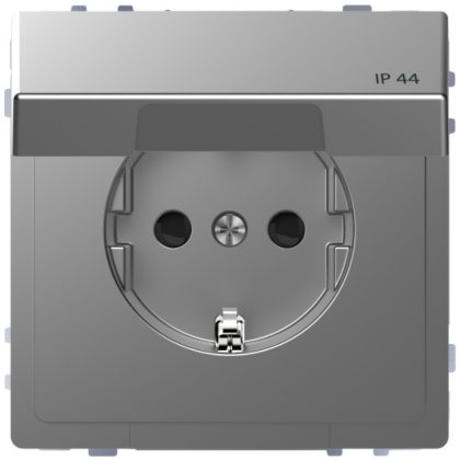   SCHNEIDER MTN2314-6036 MERTEN 2P+F dugalj csatlakozóaljzat, gyermekvédelemmel, csapófedéllel, rugós bekötés, 16 A, IP44, D-Life, acél