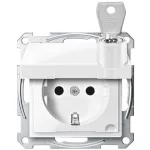   SCHNEIDER MTN2315-0319 MERTEN 2P+F dugalj csatlakozóaljzat gyermekvédelemmel, zárható csapófedéllel, rugós bekötés, 16A, System-M, polárfehér