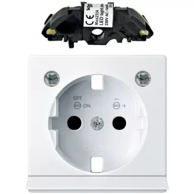 SCHNEIDER MTN2334-0325 MERTEN SM Burkolat, 2P+F dugalj csatlakozóaljzatokhoz GYV, LED világítással, aktív fehér