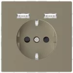   SCHNEIDER MTN2366-6033 MERTEN 2P+F dugalj csatlakozóaljzat, dupla USB töltővel, 16A/2.4A, D-Life, szahara