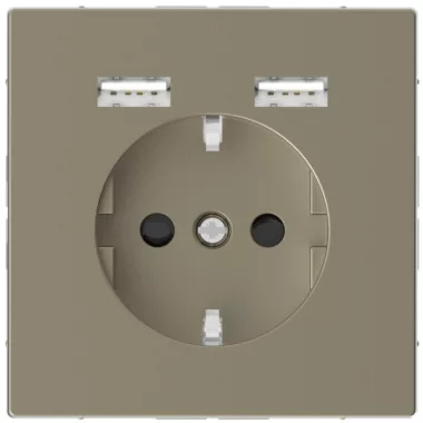 SCHNEIDER MTN2366-6033 MERTEN 2P+F dugalj csatlakozóaljzat, dupla USB töltővel, 16A/2.4A, D-Life, szahara