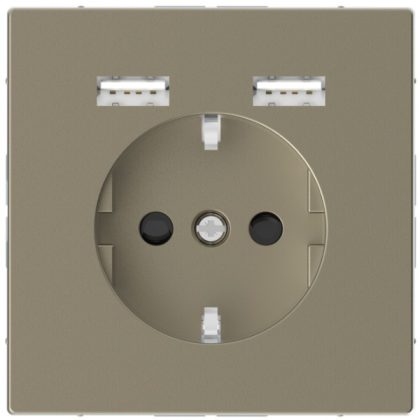   SCHNEIDER MTN2366-6033 MERTEN 2P+F dugalj csatlakozóaljzat, dupla USB töltővel, 16A/2.4A, D-Life, szahara