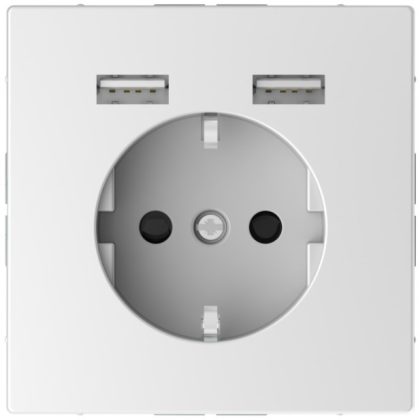   SCHNEIDER MTN2366-6035 MERTEN 2P + F socket with dual USB charger, 16A / 2.4A, D-Life, lotus white