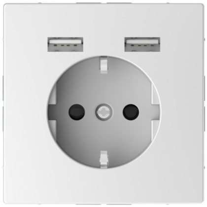   SCHNEIDER MTN2366-6035 MERTEN 2P + F socket with dual USB charger, 16A / 2.4A, D-Life, lotus white