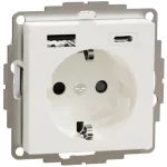   SCHNEIDER MTN2367-0325 MERTEN 2P+F dugalj csatlakozóaljzat, GYV, kettős USB töltővel, rugós bekötés, 16A / 3A, A+C, aktívfehér