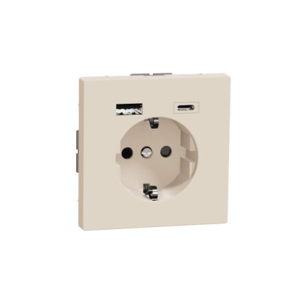 SCHNEIDER MTN2367-6033 MERTEN 2P+F dugalj csatlakozóaljzat, BZS, kettős USB töltővel, rugós bekötés, 16A / 3A, A+C, D-Life, szahara SCHNEIDER MTN2367-6033 MERTEN 2P+F dugalj csatlakozóaljzat, BZS, kettős USB töltővel, rugós bekötés, 16A / 3A, A+C, D-Life, szahara