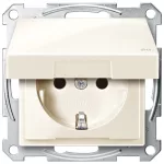   SCHNEIDER MTN2414-0344 MERTEN 2P+F dugalj csatlakozóaljzat gyermekvédelemmel, csapófedéllel, csavaros bekötés, 16A, System-M, krém - IP44