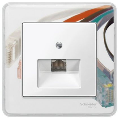 SCHNEIDER MTN296219 MERTEN Fedlap, 1xRJ45 aljzathoz, döntött, System-M, polárfehér