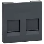 SCHNEIDER MTN4562-0414 MERTEN Fedlap, 2xRJ45 moduláris betétekhez, System-M, antracit
