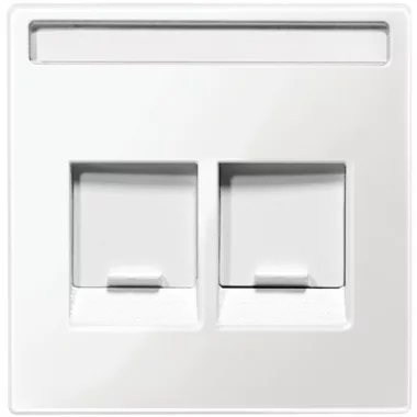SCHNEIDER MTN4564-0319 MERTEN Fedlap, 2xRJ45 moduláris betétekhez, feliratozható, System-M, polárfehér