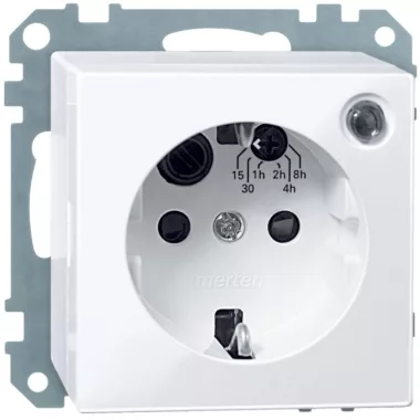SCHNEIDER MTN501125 MERTEN Időzítős 2P+F dugalj csatlakozóaljzat gyermekvédelemmel, csavaros bekötés, 16A, System-M, aktív fehér, antibakteriális