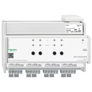 SCHNEIDER MTN6710-0004 KNX univerzális dimmer aktor LL (LED-es terheléshez) REG-K/4x230/250 W