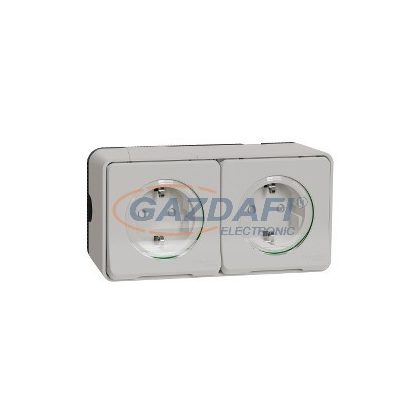 SCHNEIDER MUR39035 MUREVA Styl 2x2P+F dugalj csatlakozóaljzat, GYV, csapófedéllel, rugós, komplett, polárfehér
