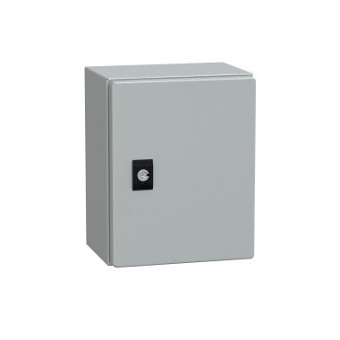 SCHNEIDER NSYCRN252150P Elosztószekrény teli ajtóval és szerelőlappal 250x200x150 Spacial acél Szürke (RAL 7035) IP66 porszórt